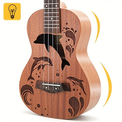 Amdini 21 inch Soprano Ukulele Sapele Small Hawaiian Guitar Set with Case Strap Tuner Picks Nylon Strings Primary Tutorial