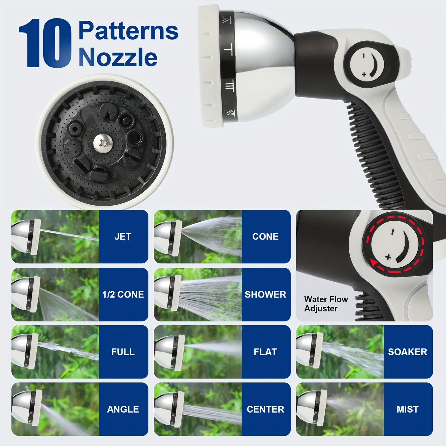 [105FT Retractable Garden Hose Reel] 105 FT X 1/2" Retractable Garden Hose Reel By HOZEREEL, Heavy Duty Outdoor Garden Hose Reels - Automatic Self Retract Wall Mount Hose Reel Enclosed Storage, Any Length Lock, 10 Pattern Noz