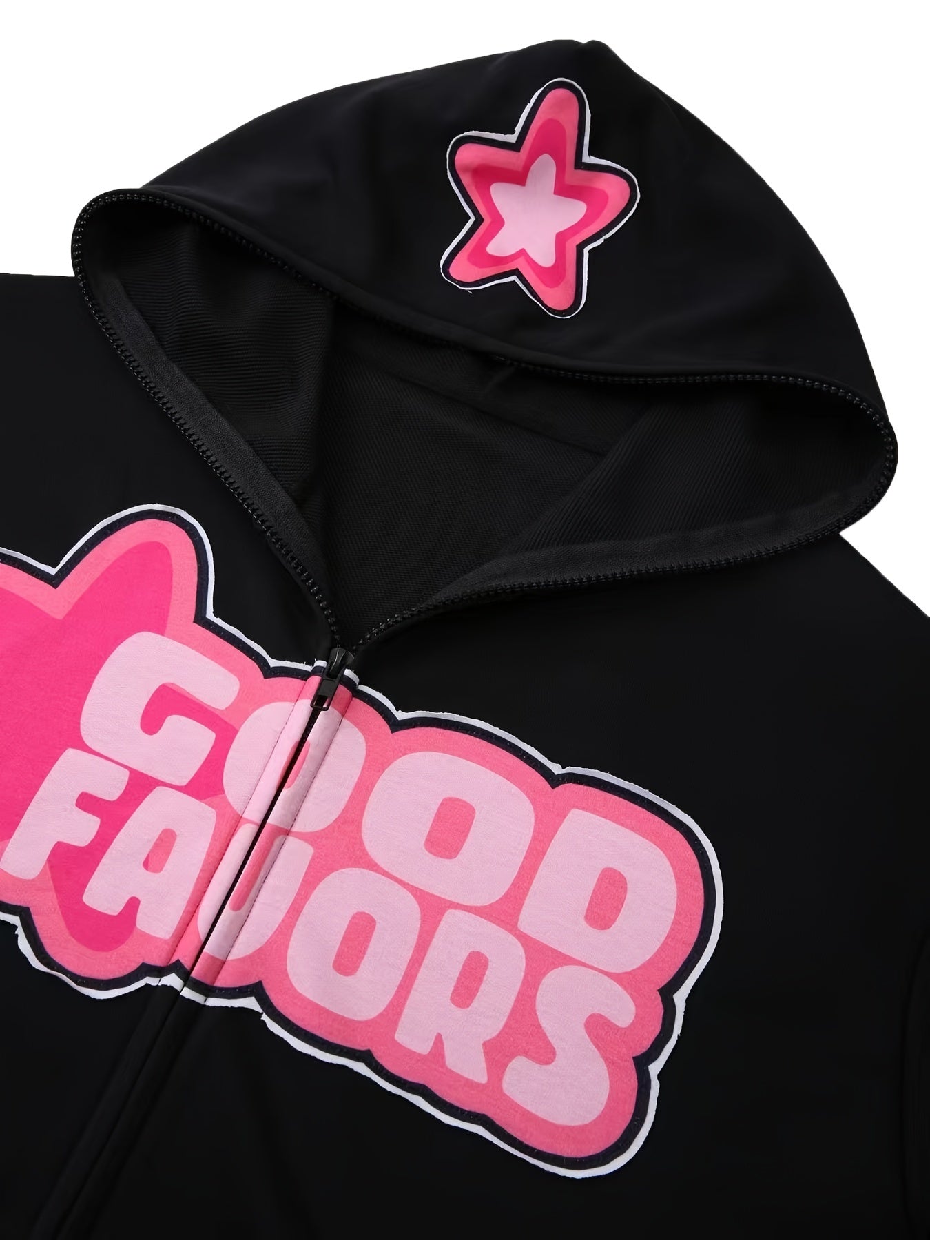 Trendy Womens Letter Print Hoodie - Full Zipper, Long Sleeve Casual Sweatshirt with Comfortable Pockets - Relaxed Fit, Soft & Stylish Womens Clothing