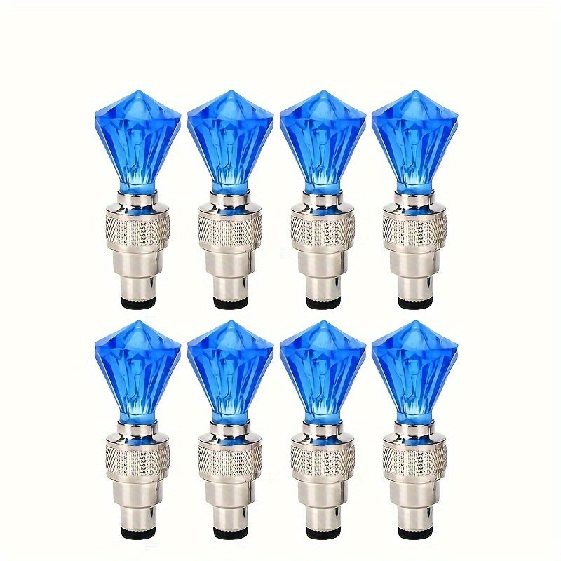 Cubidupi 4/8/16pcs Universal Fit LED Wheel Rim Lights, Plastic Material, Waterproof and Sun-Resistant, for Cars and Motorcycles, Blue and Green Breathing Fire Effect, Tire Valve Decoration