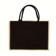 Load image into Gallery viewer, Women'S Reusable Jute Tote Bags with Floral Print - Large Capacity Shopping Bags, Black with Golden Letters (K, M, I, N), Durable Shoulder Bags for Groceries &amp; Shopping, Shopping Bag|Decorative Tote|Durable Handle, Tote Bag
