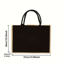 Load image into Gallery viewer, Women'S Reusable Jute Tote Bags with Floral Print - Large Capacity Shopping Bags, Black with Golden Letters (K, M, I, N), Durable Shoulder Bags for Groceries &amp; Shopping, Shopping Bag|Decorative Tote|Durable Handle, Tote Bag
