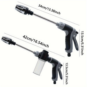 [High-Pressure Water Gun] High-Pressure Quick Connect Adapters Car Washing Water Gun | Universal 3/4 & 1/2 Inch Multi-Purpose Garden Hose Nozzle with Foam Tank - Compact & Adjustable for Cars, Gardens, Pets & Outdoor Cleaning