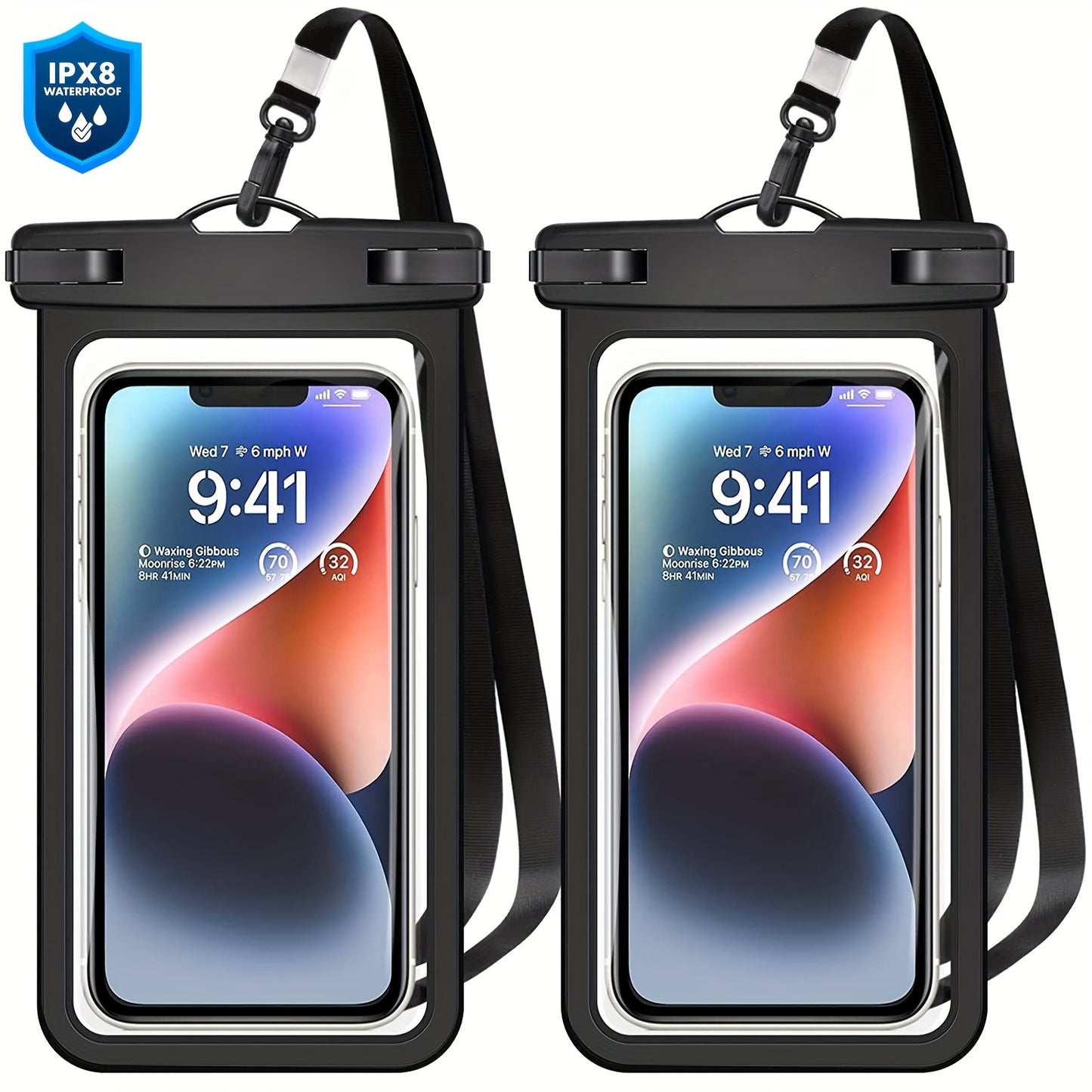 2 Pieces Universal Waterproof Phone Pouch - Waterproof Case For IPhone 14 13 12 11 Pro Max XS Plus Galaxy Cellphone Up To 7.0" Waterproof Cellphone Dry Bag Beach Vacation Essentials
