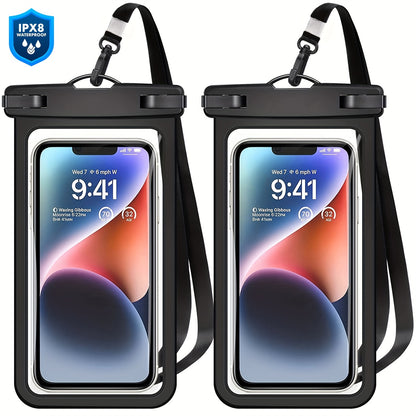 2 Pieces Universal Waterproof Phone Pouch - Waterproof Case For IPhone 14 13 12 11 Pro Max XS Plus Galaxy Cellphone Up To 7.0" Waterproof Cellphone Dry Bag Beach Vacation Essentials