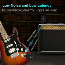 Load image into Gallery viewer, 2-Mode A8 Wireless Guitar System with Built-in Rechargeable Lithium Battery, Audio Wireless Transmitter and Receiver for Acoustic Guitar, Bass, Violin, Keyboard, Electric Instruments - Black
