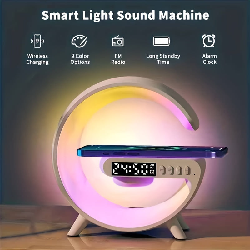 LED Smart Alarm Clock with Wireless Charger and Music Speaker – Night Starry Light & Colorful Home Atmosphere, USB Powered
