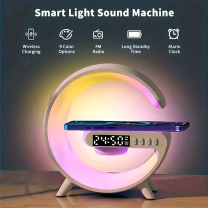 LED Smart Alarm Clock with Wireless Charger and Music Speaker – Night Starry Light & Colorful Home Atmosphere, USB Powered