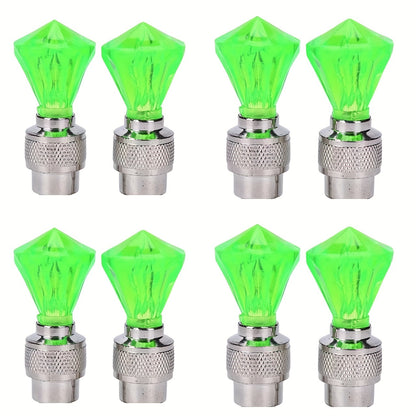 Cubidupi 4/8/16pcs Universal Fit LED Wheel Rim Lights, Plastic Material, Waterproof and Sun-Resistant, for Cars and Motorcycles, Blue and Green Breathing Fire Effect, Tire Valve Decoration