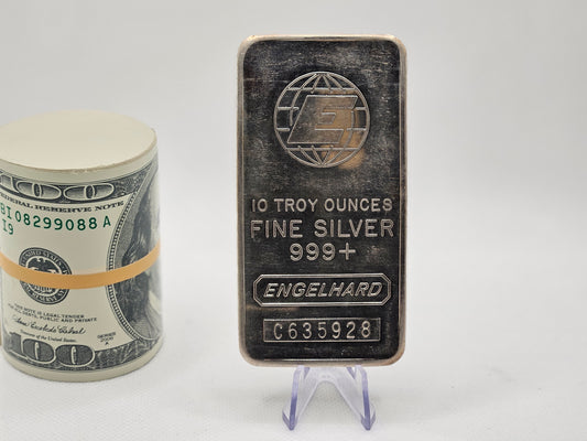 10oz Silver Bar Poured Casted Silver .999 Pure Branded Engelhard Silver Bar Invest Now