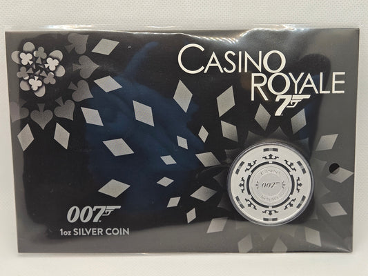 007 Casino Royale Poker Chip 1oz Silver .999 Fine Silver Brilliant Silver Coin Limited Edition Limited Mintage
