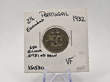 Load image into Gallery viewer, 1932 2 1/2 Escudos Portugal Silver Coin .0731 oz Silver Rare Coin
