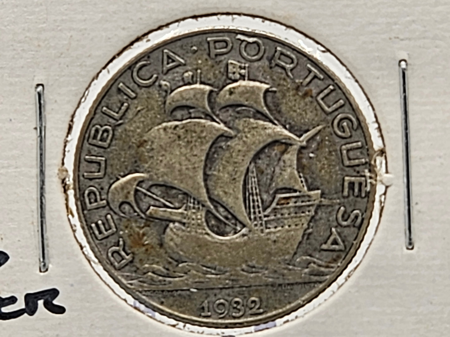 1932 2 1/2 Escudos Portugal Silver Coin .0731 oz Silver Rare Coin