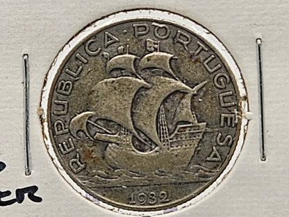 1932 2 1/2 Escudos Portugal Silver Coin .0731 oz Silver Rare Coin