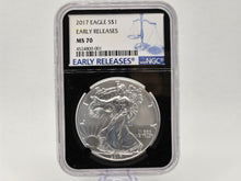 Load image into Gallery viewer, 2017 $1 Coin NGC MS70 Silver Eagle Walking Early Release Certified Silver Coin
