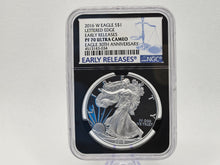 Load image into Gallery viewer, 2016 W Eagle $1 Coin NGC Early Releases MS70 Ultra Cameo 30th Anniversary Silver Certified Silver Coin
