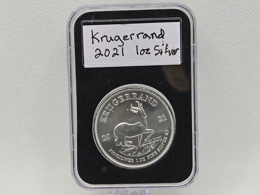 2021 1oz Silver .999 Fine Silver Brilliant South African Krugerrand Silver Coin in Slab