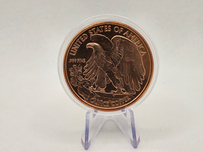 1oz Copper Fine Copper Brilliant Walking Liberty Copper Round