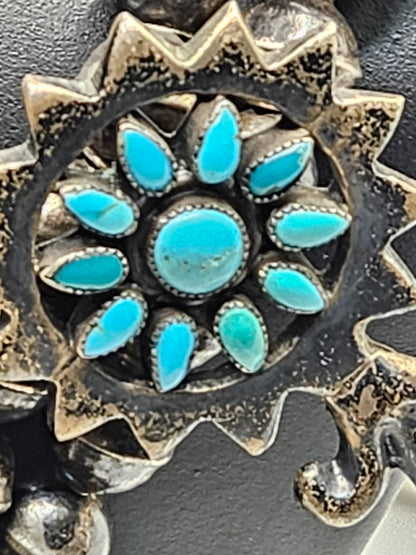Zuni Tribe Native American Sterling Silver Jewelry with Turquoise Inlay Absolute Stunner