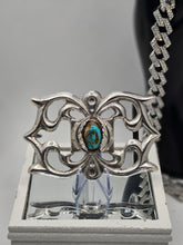 Load image into Gallery viewer, Amazing Navajo Sterling Silver Belt Buckle With Turquoise Center Stone Accent
