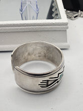 Load image into Gallery viewer, Vintage Native American Indian Sterling Silver Etched Cuff Turquoise Bracelet
