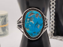 Load image into Gallery viewer, Southwestern Navajo Large Turquoise Vintage Sterling Silver Open Cuff Bracelet
