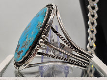 Load image into Gallery viewer, Southwestern Navajo Large Turquoise Vintage Sterling Silver Open Cuff Bracelet
