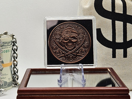 Pirate Copper Round 1 oz Coin Gem BU Pirate Ship Perfect Shinny Coin