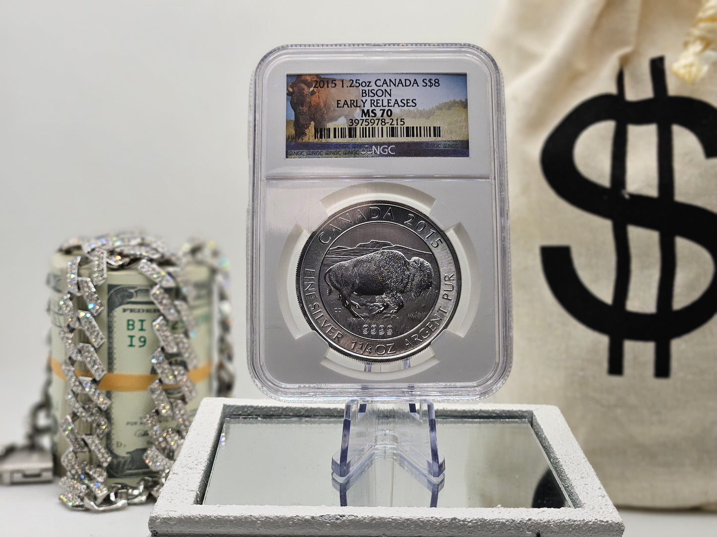 2015 1.25oz Silver Dollar MS70 Perfect Early Release 1.25oz Coin in Display Case