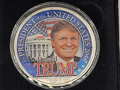1oz Silver .999 Fine Silver Colored President Trump Silver Round in Original Case .999 Silver Round 1 oz