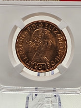 Load image into Gallery viewer, 1954–1970 Great Britain Penny Queen Elizabeth II NGC Genuine British Coin
