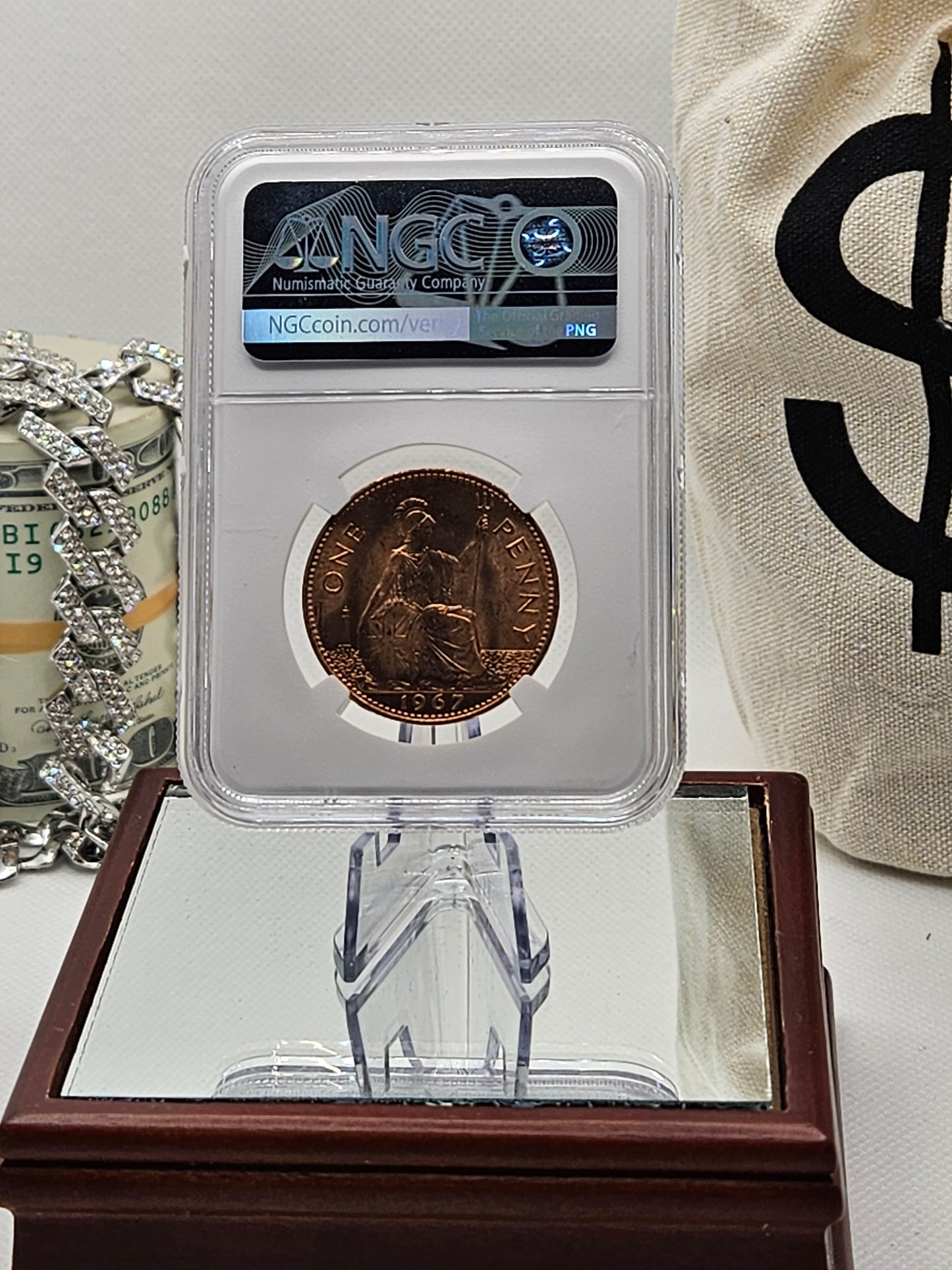 1954–1970 Great Britain Penny Queen Elizabeth II NGC Genuine British Coin