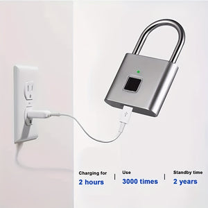 1pc Mini Smart Fingerprint Padlock, Security Door Lock, Antitheft Keyless USB Rechargeable Lock For Suitcase Luggage
