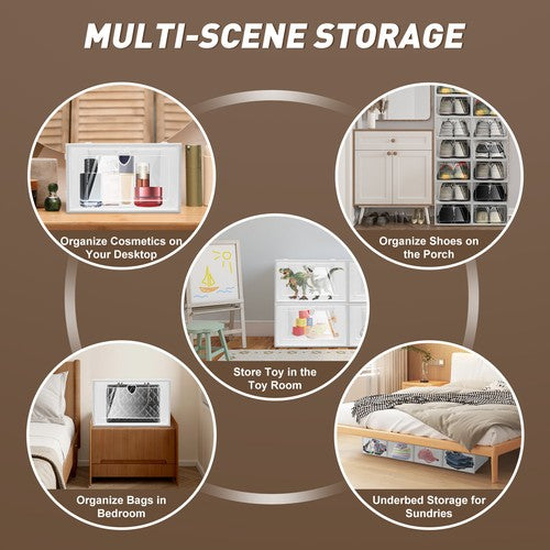 Shoe Boxes Clear Plastic Stackable, 20 Pack Premium Shoe Organizer Storage Foldable Sneaker Shoe Rack Containers