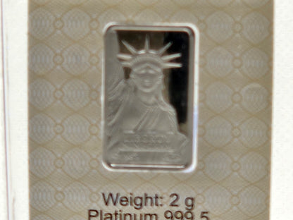 Valcambi Suisse 4g Grams Total .9995 Fine Platinum 2X Bars NEW With Assay Card