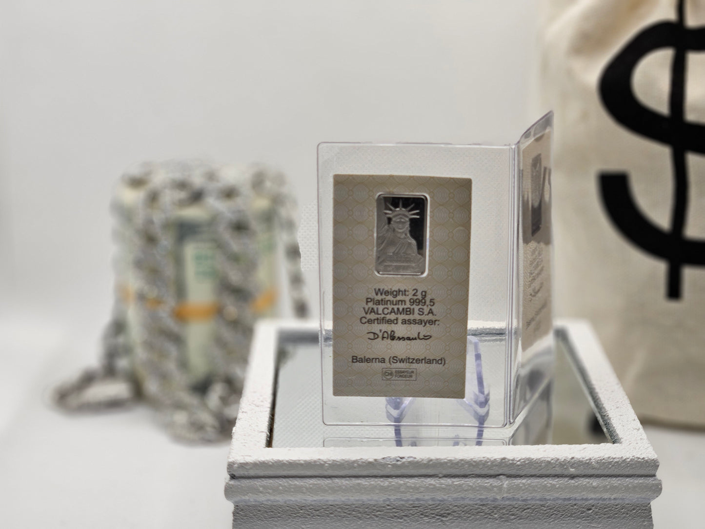 Valcambi Suisse 4g Grams Total .9995 Fine Platinum 2X Bars NEW With Assay Card