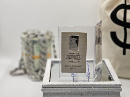 Valcambi Suisse 4g Grams Total .9995 Fine Platinum 2X Bars NEW With Assay Card