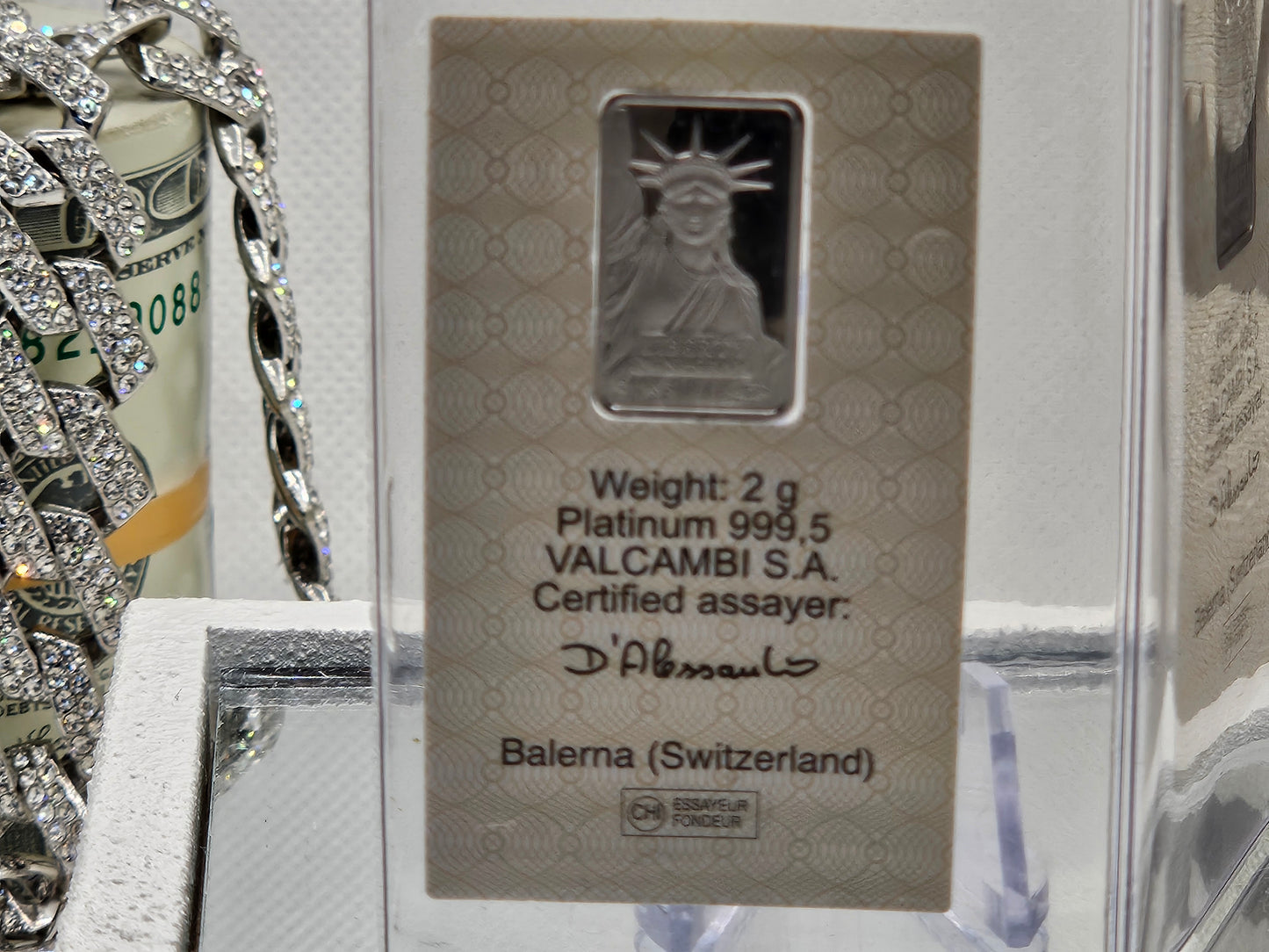 Valcambi Suisse 4g Grams Total .9995 Fine Platinum 2X Bars NEW With Assay Card