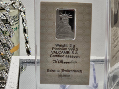 Valcambi Suisse 4g Grams Total .9995 Fine Platinum 2X Bars NEW With Assay Card