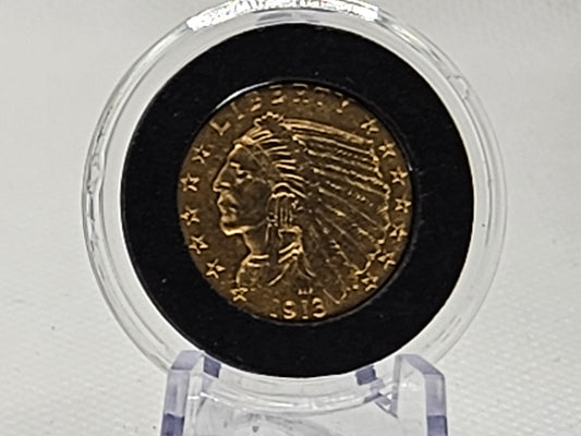 1913 $2.5 Dollar Indian Head Quarter Eagle Gold Bullion Coin