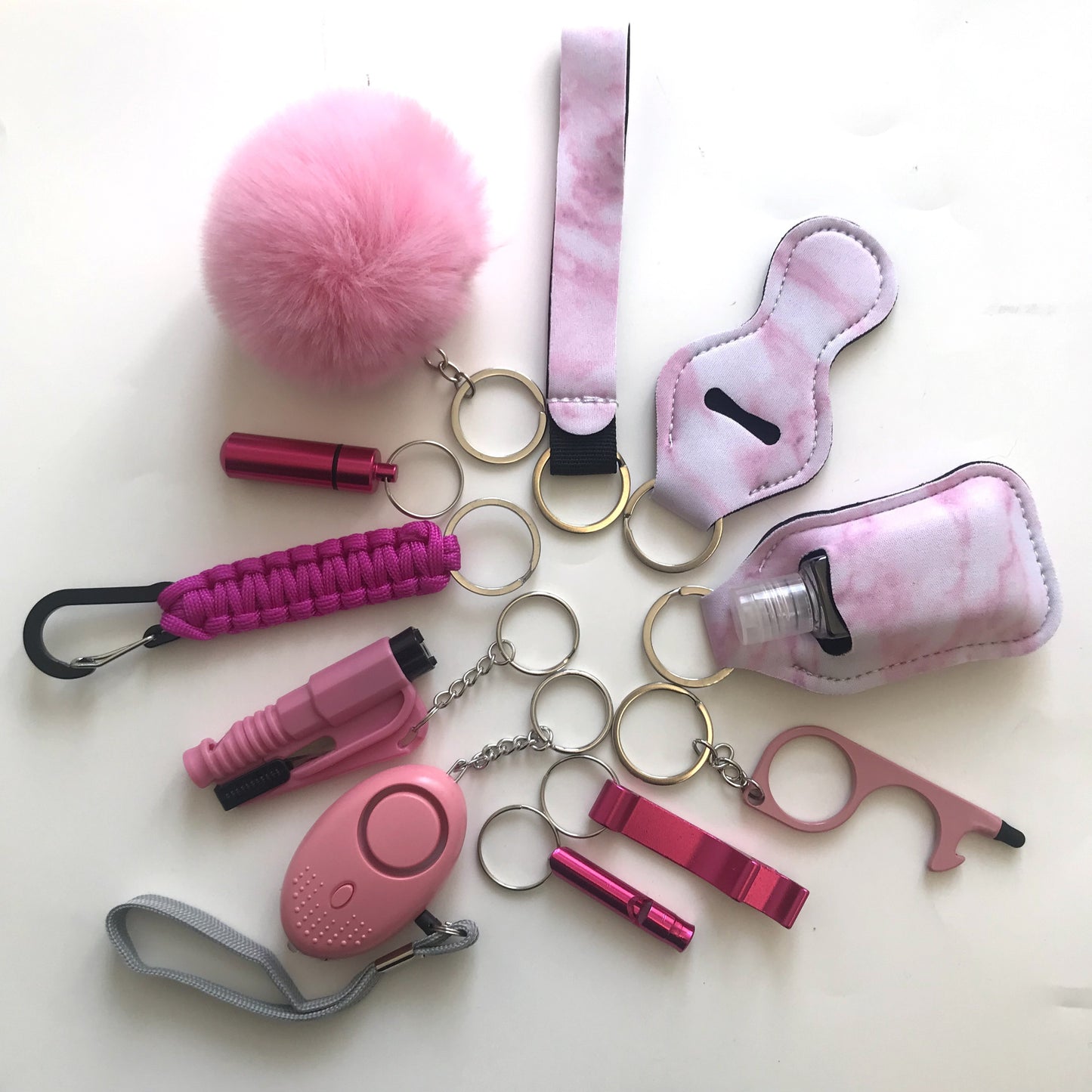 12pcs Safety Keychain Full Set, Self Defense Security Keychain Set With Personal Alarm, Protective Keychain Accessories Gift For Women Valentines Gift