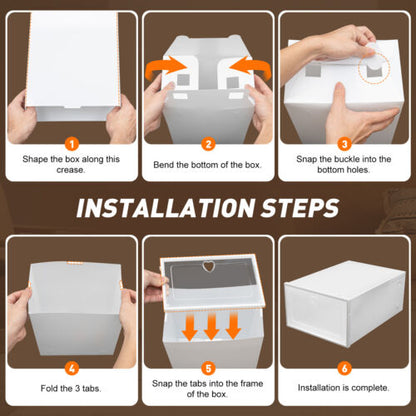 Shoe Boxes Clear Plastic Stackable, 20 Pack Premium Shoe Organizer Storage Foldable Sneaker Shoe Rack Containers