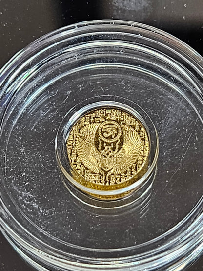 Monarch Egyptian Scarab 1/200th oz .9999 Gold Coin in Capsule Bullion Round