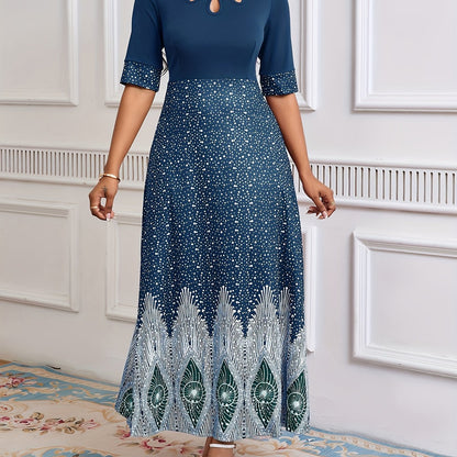 Flawless Floral Print Cut Out Dress - Chic Half Sleeves & Stylish Crew Neck - Perfect for Parties & Banquets - Feminine Elegance - Premium Womens Clothing