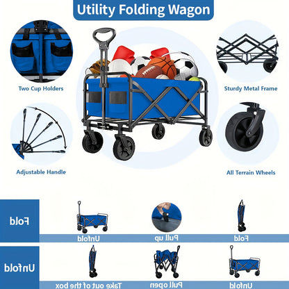 Heavy Duty] AIRRDELI Heavy Duty Foldable Wheeled Cart | Utility Cart for Groceries, Sports, Gardening, Shopping and Camping | Youngsters' portable folding cart