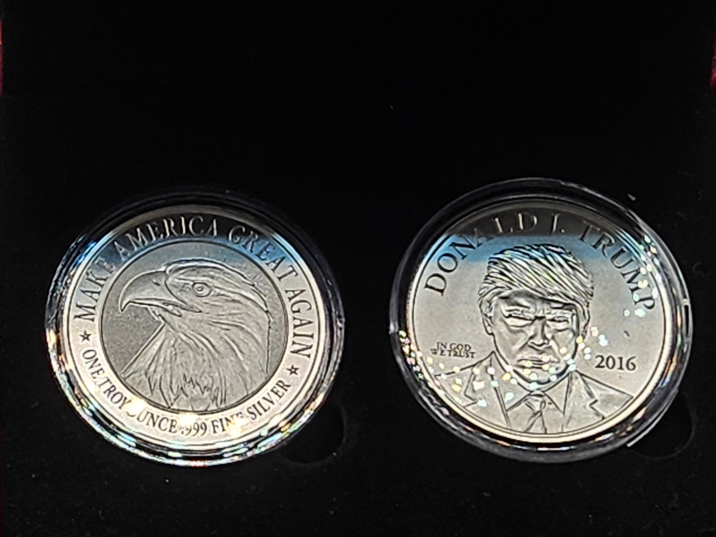 2016 1oz X2 Trump Brilliant Uncirculated Rounds in Collector Felt Case