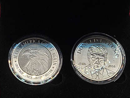 2016 1oz X2 Trump Brilliant Uncirculated Rounds in Collector Felt Case