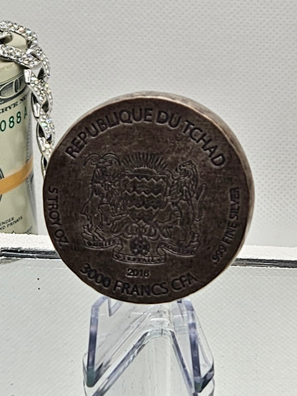 2016 Republic of Chad Egyptian Relic Series King Tut 5 oz .999 Scottsdale Silver