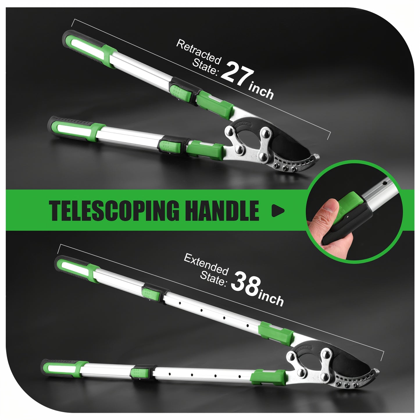 [Heavy-duty] 18/38 Inch Extendable Tree Pruning Shears | Heavy-duty Non Stick Sharp Edged Steel Blades | Branch Cutters With A Diameter Of Up To 2 Inches | Manual Hedge Shears For Shaping And Trimming Shrubs, Garden Tools