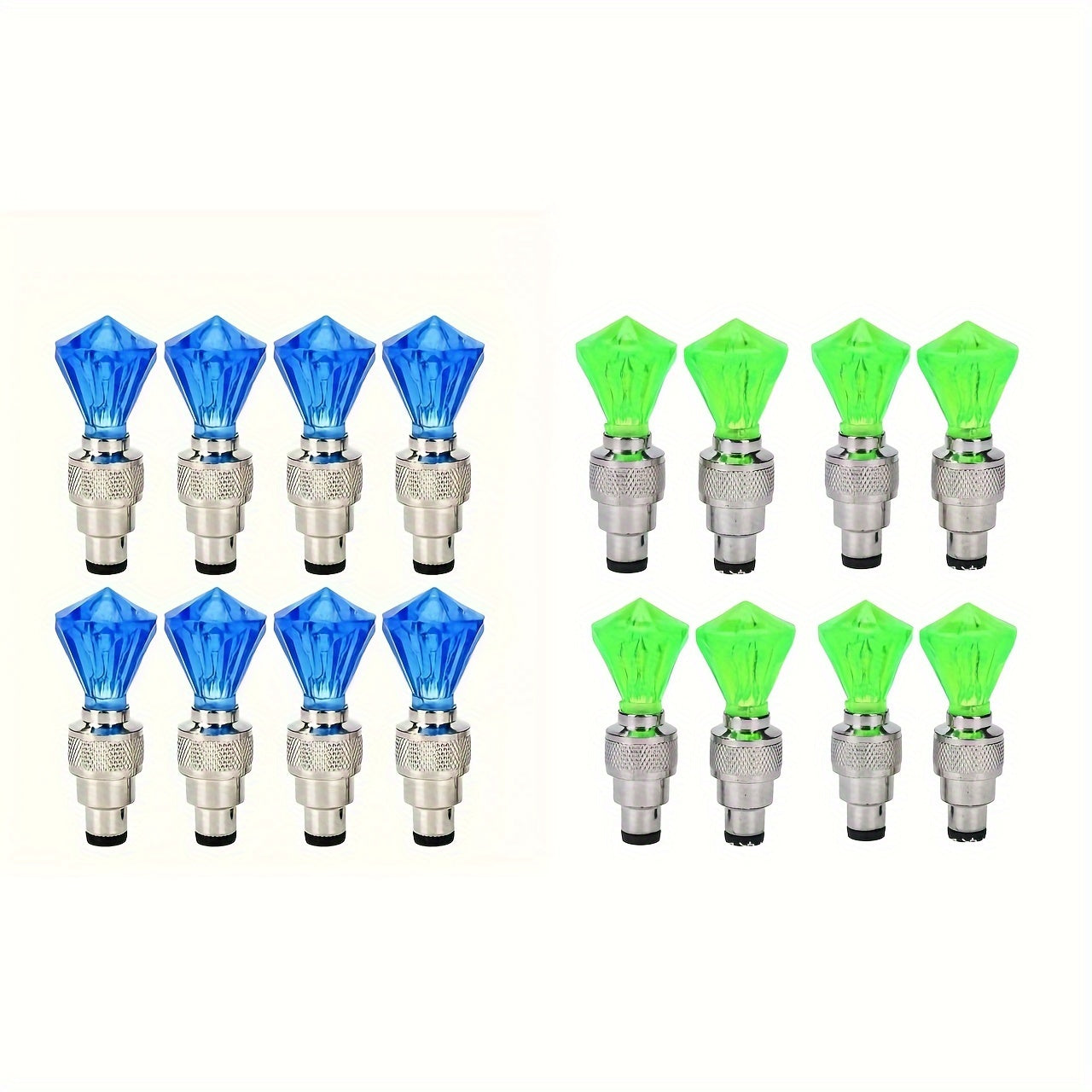 Cubidupi 4/8/16pcs Universal Fit LED Wheel Rim Lights, Plastic Material, Waterproof and Sun-Resistant, for Cars and Motorcycles, Blue and Green Breathing Fire Effect, Tire Valve Decoration